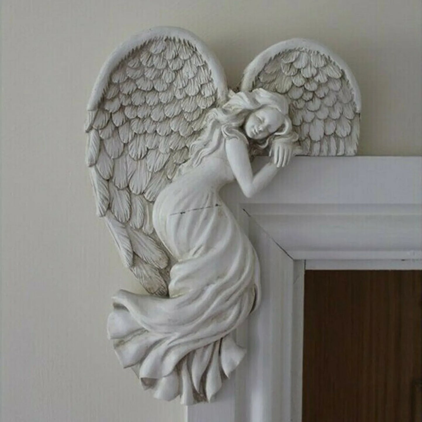 2PCS Resin Angel Door Frame Sculptures.