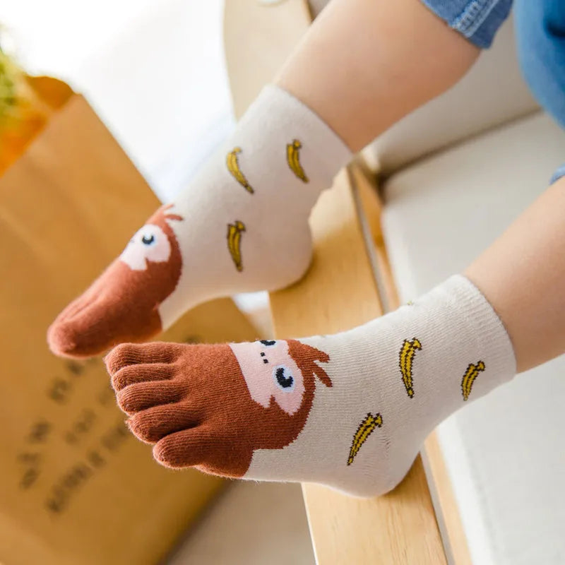 Cotton Animal Pattern Five-Finger Socks