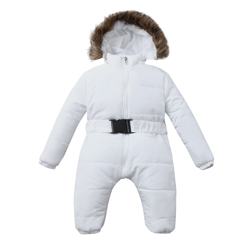 Infant Warm Hooded Coat & Jumpsuit Set