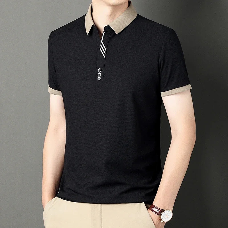 Men’s Solid Color Casual Short Sleeve Polo Shirt