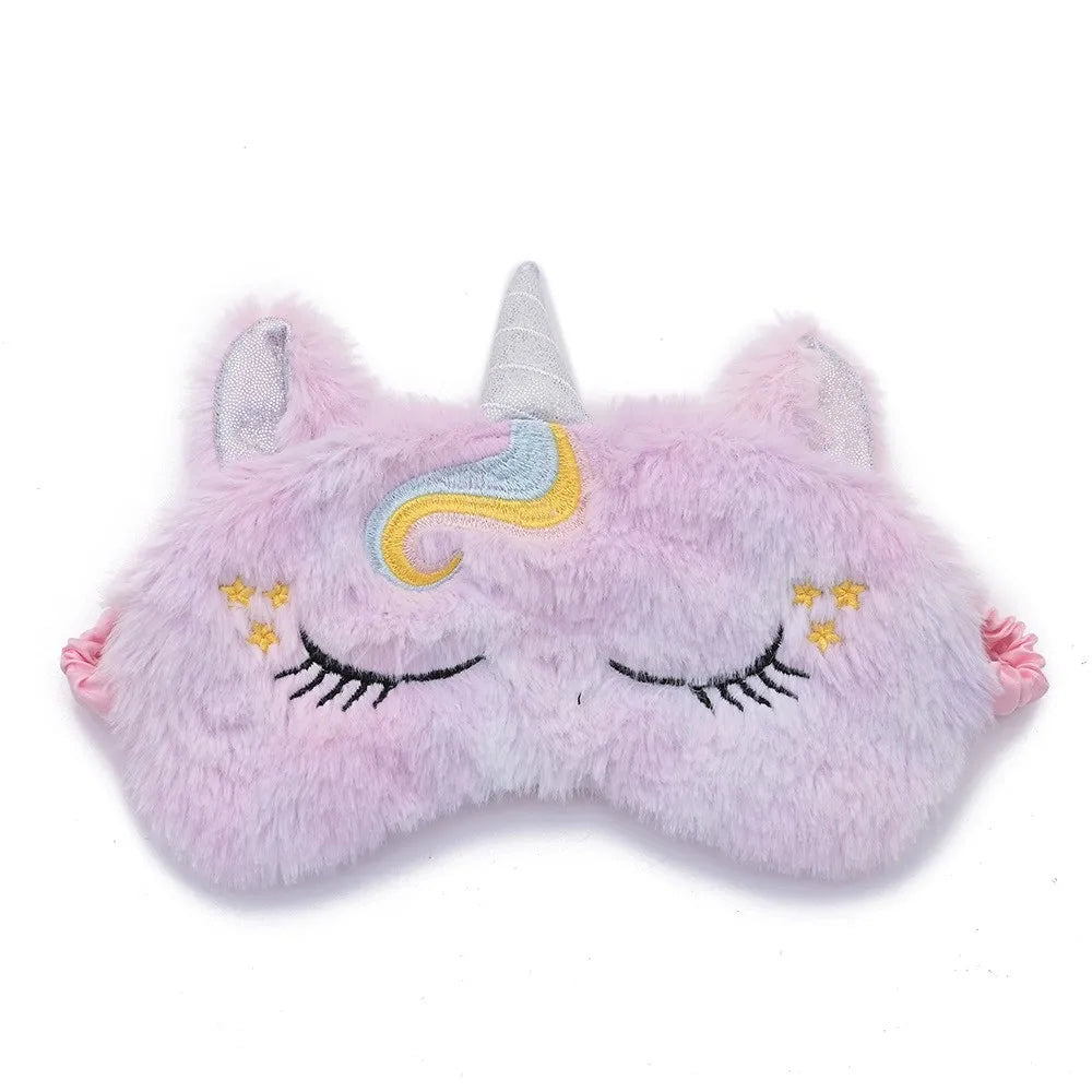 Soft plush unicorn sleeping mask