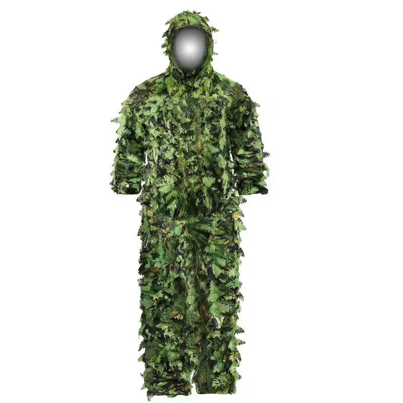 New Sticky Flower Bionic Leaves Camouflage Suit – Universal Woodland Camo Ghillie Set for Hunting & Outdoor Activities