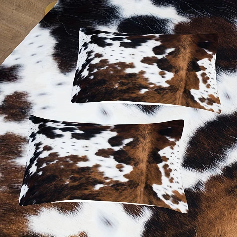 2/3pcs Soft & Plush Cow Pattern Duvet Cover Set
