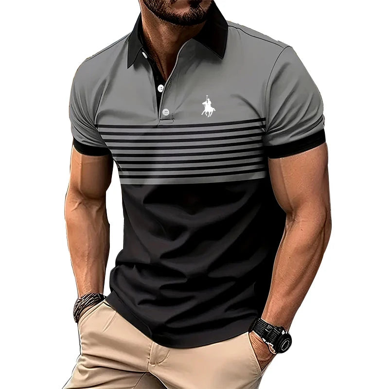 Men’s Stripe Short Sleeve Polo Shirt