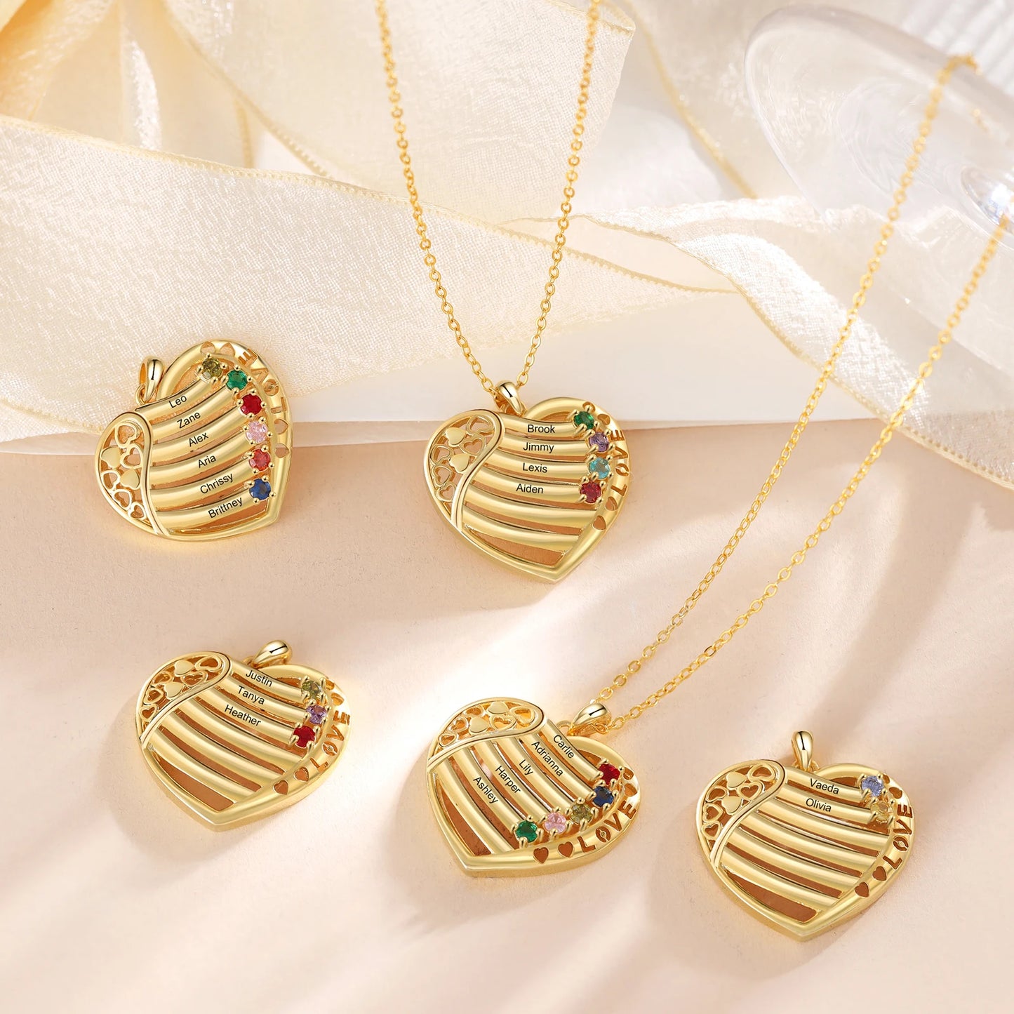 Valentine's Day Gold Color Personalized Heart Necklace