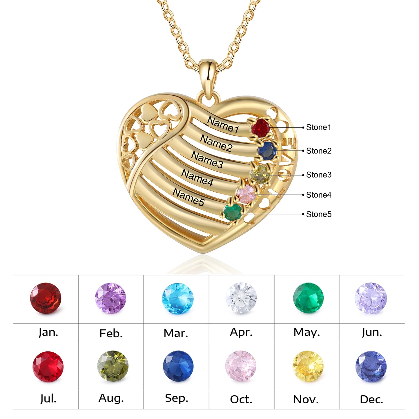 Valentine's Day Gold Color Personalized Heart Necklace