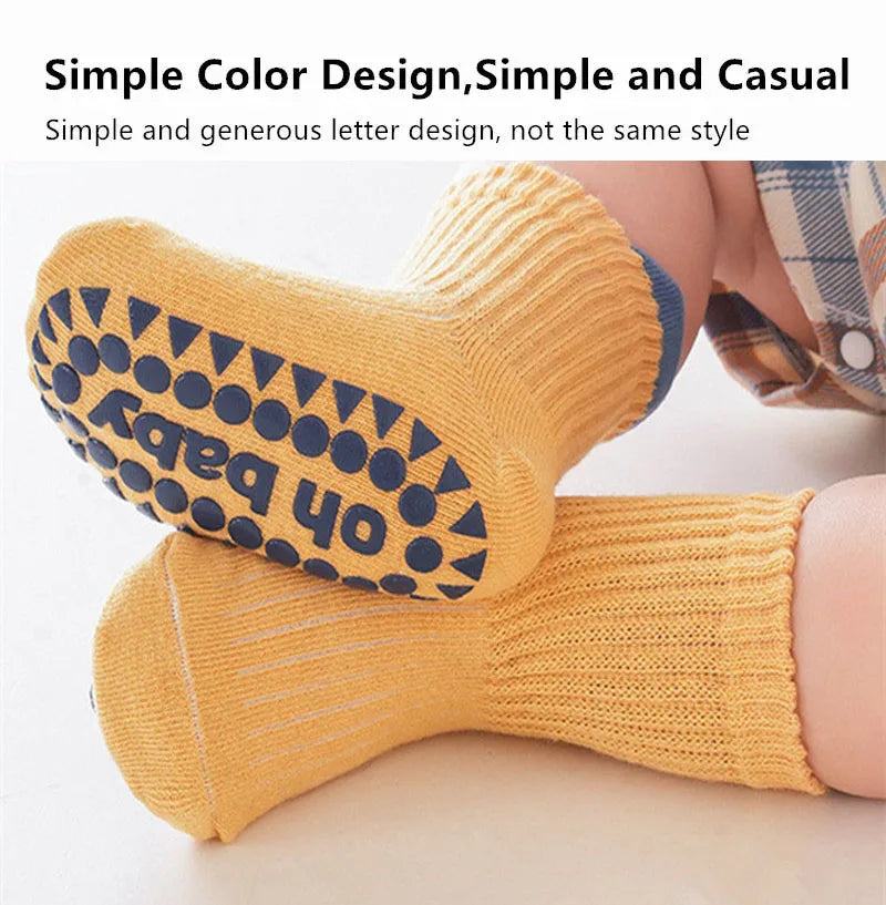 3 Pairs Baby Anti-Slip Socks for Boys & Girls (0-6 Years)