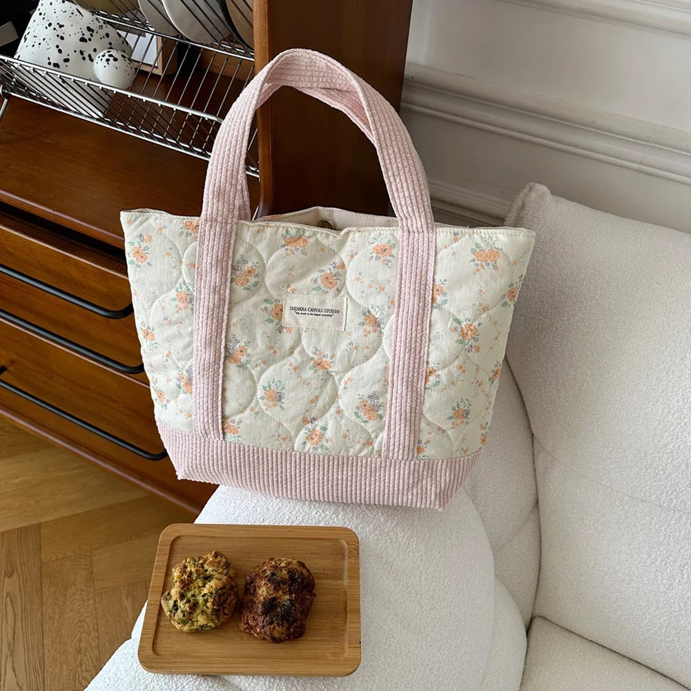 Quilted Floral Tote Bag