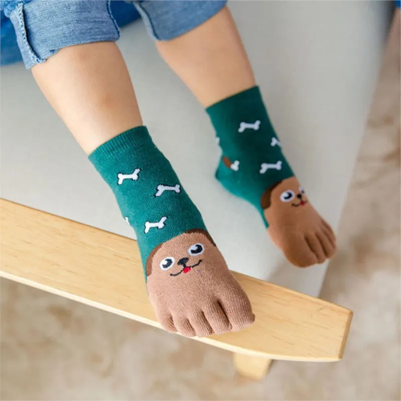 Cotton Animal Pattern Five-Finger Socks