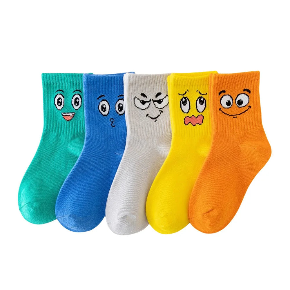 5 Pairs Kids Socks – Emoticons Funny Face Pattern