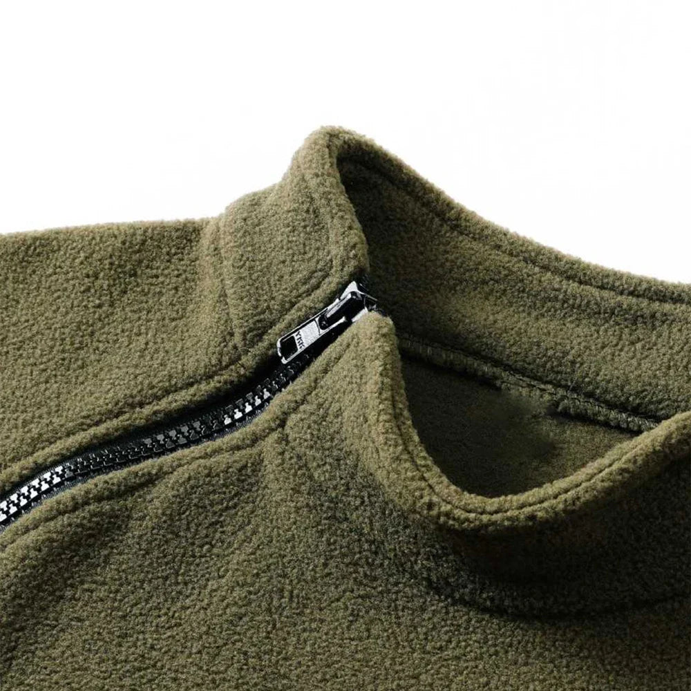 Windproof Fleece Men’s Sweatshirt – Tactical Outdoor Sportswear Jacket with Standing Collar