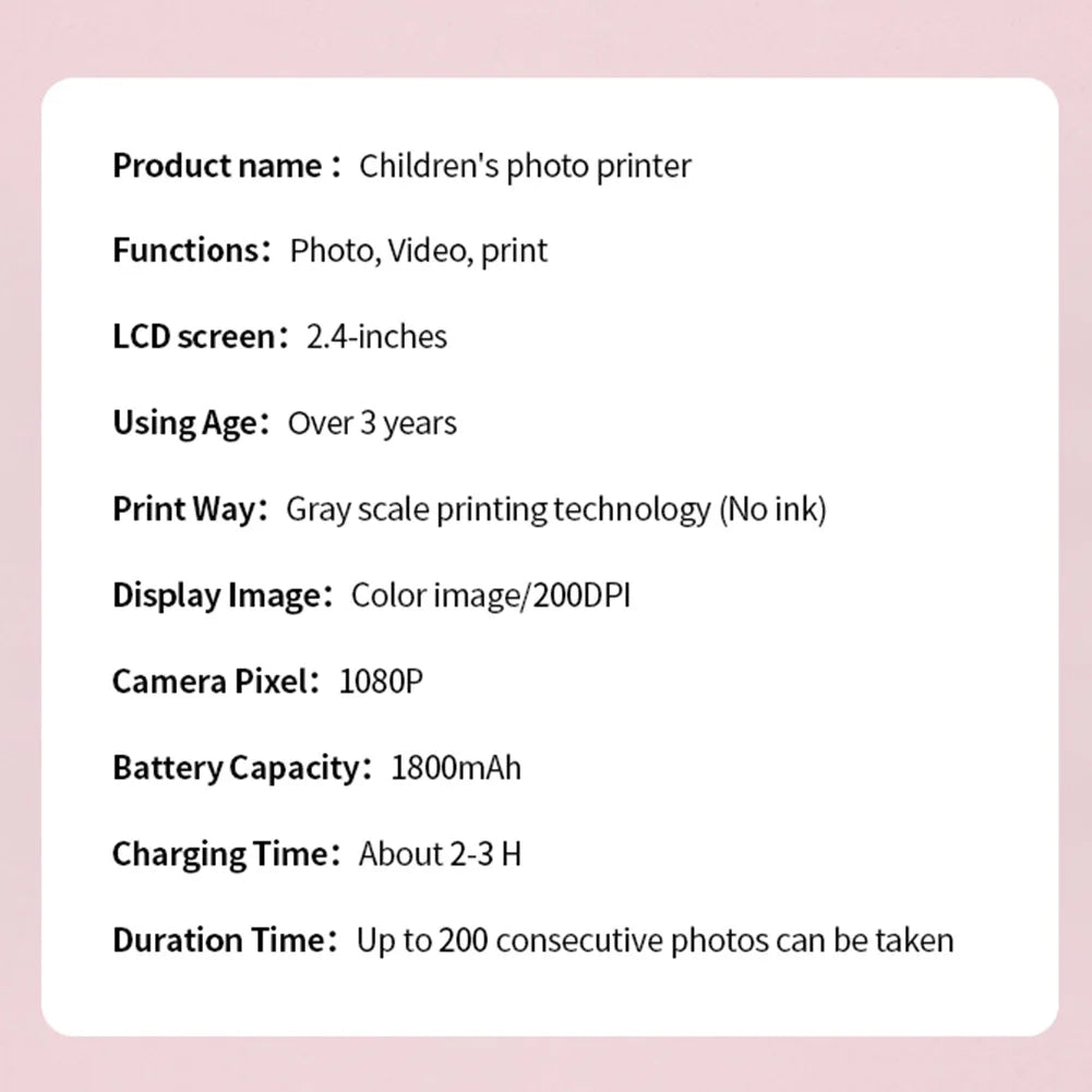 Kids Instant Camera with Print Photo Paper