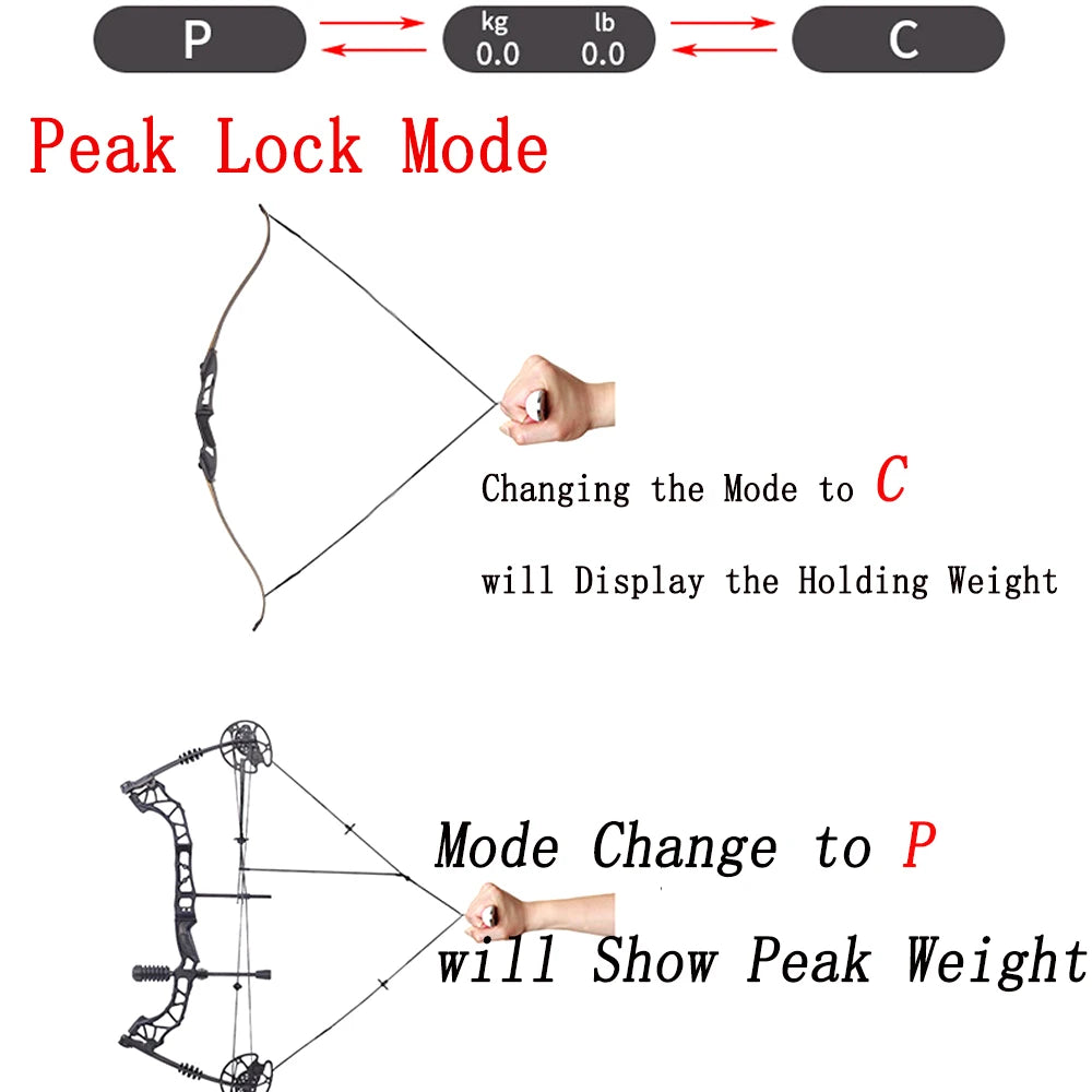 Archery LED Bow Scale – 110lbs Draw Weight Weighing Tool for Compound & Recurve Bows