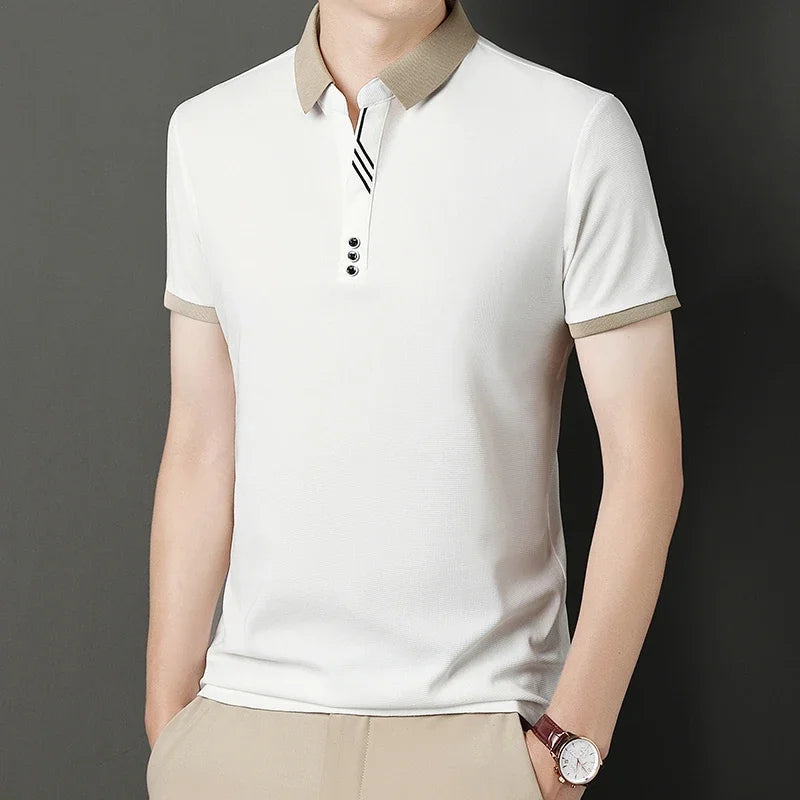 Men’s Solid Color Casual Short Sleeve Polo Shirt
