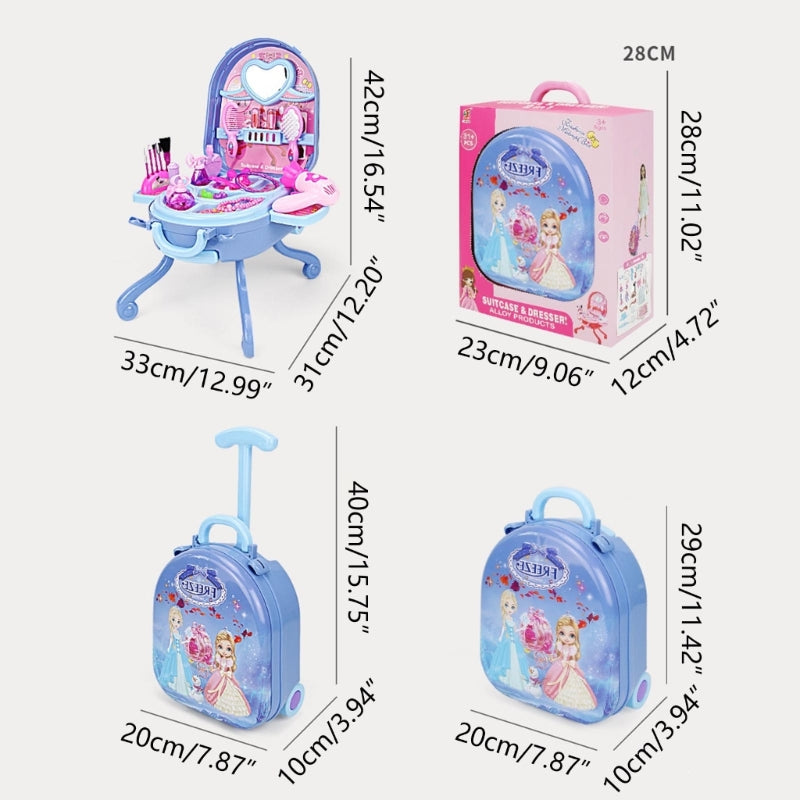36-Piece Princess Cosmetic Mirror Suitcase Makeup Set for Kids