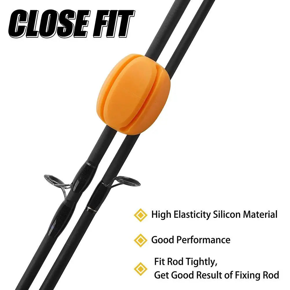 6pcs Silicone Fishing Rod Holder Ball Straps with 5 Holes