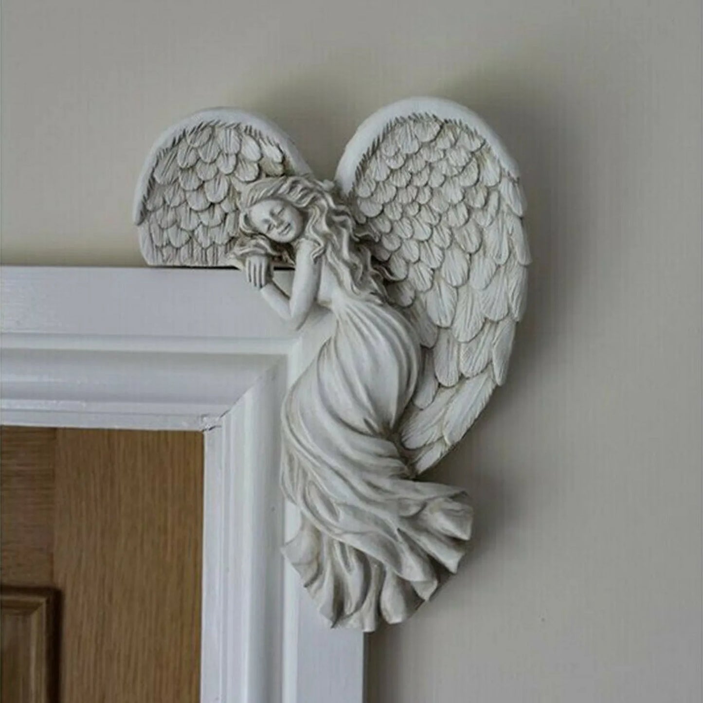 2PCS Resin Angel Door Frame Sculptures.