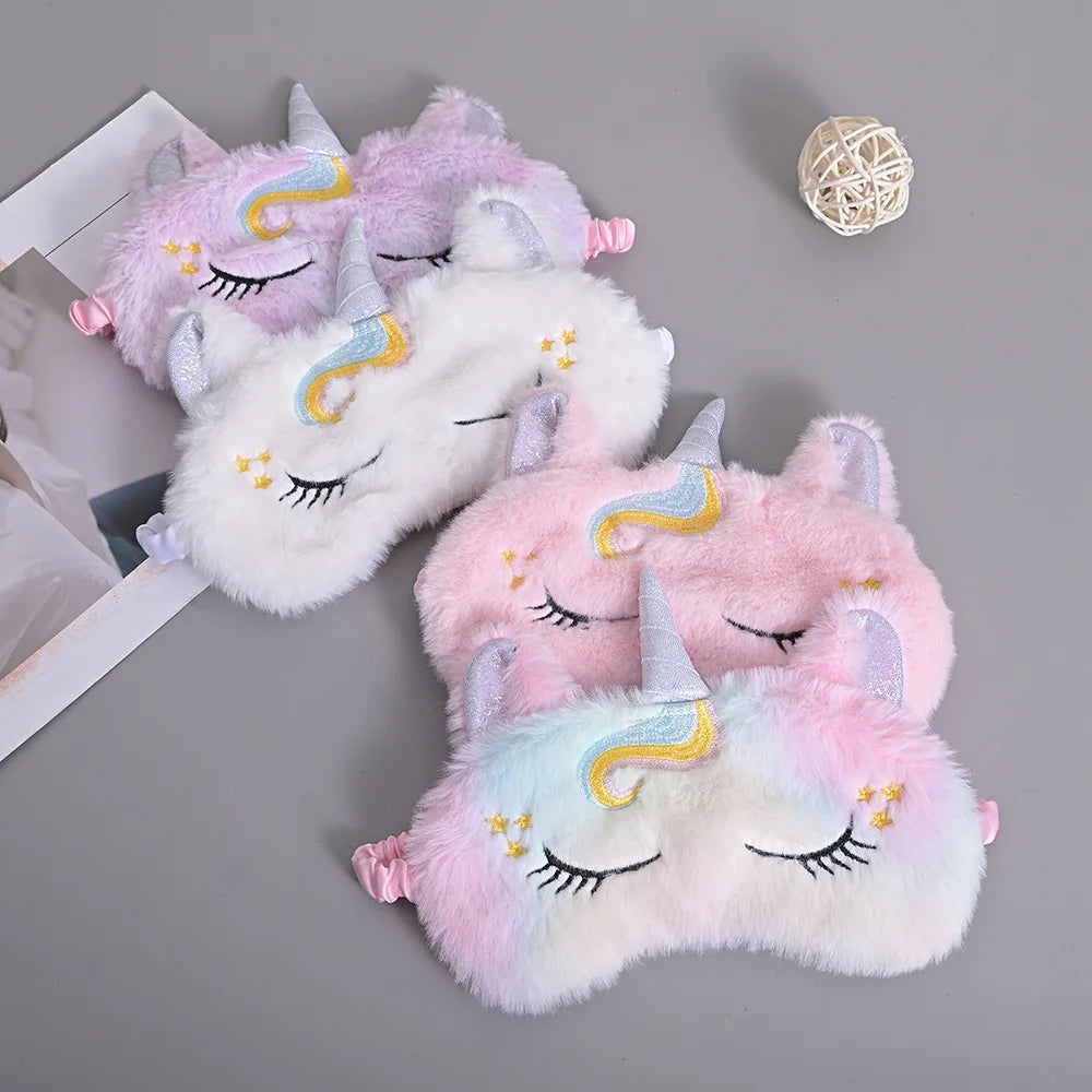 Soft plush unicorn sleeping mask