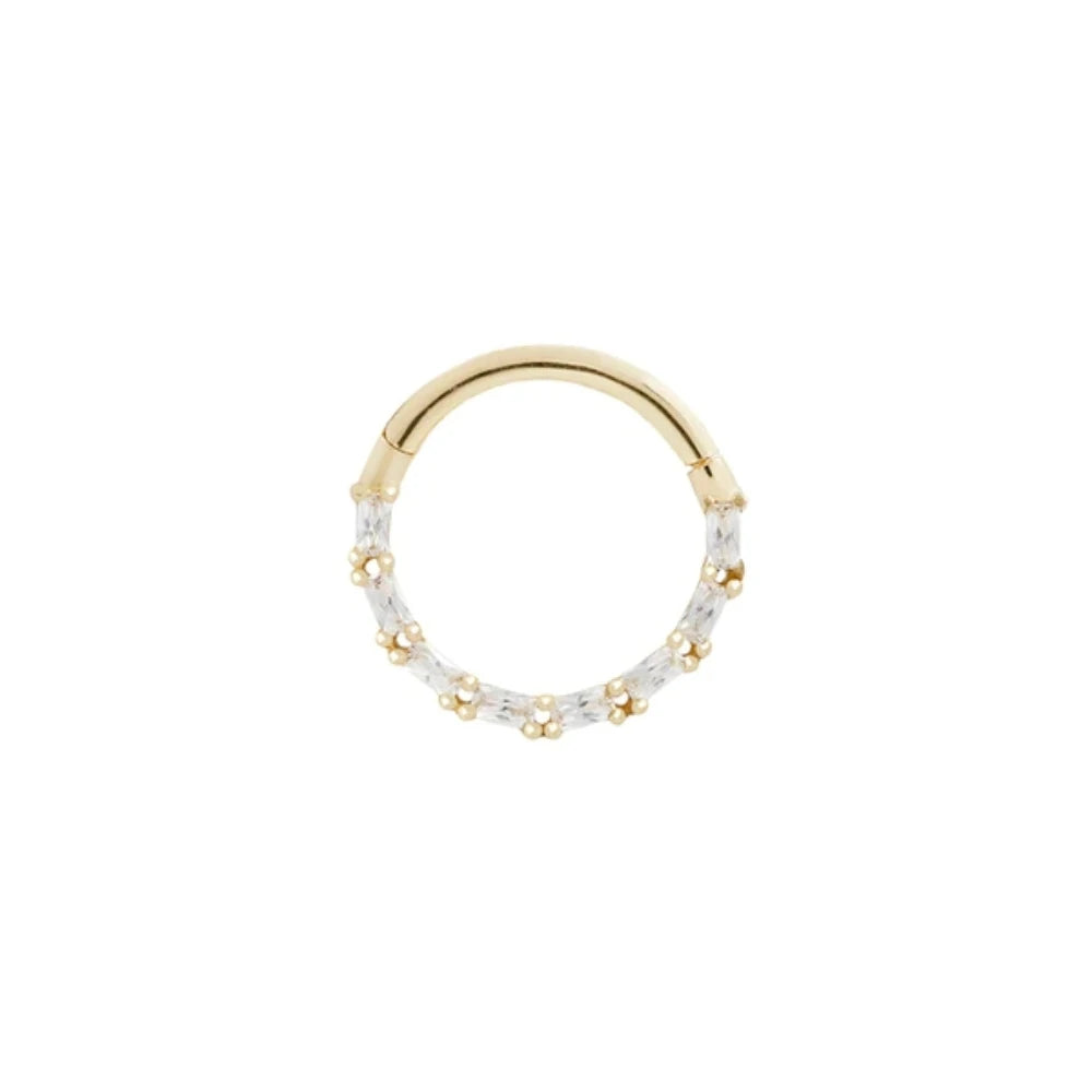 925 Sterling Silver Shimmering CZ Zircon Pave Daith Hoop Earring