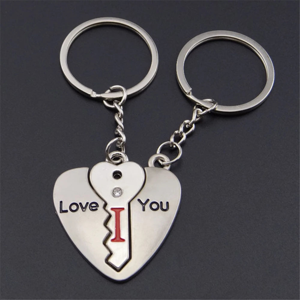 2pcs Cute Metal Cartoon Doll Heart Keychain