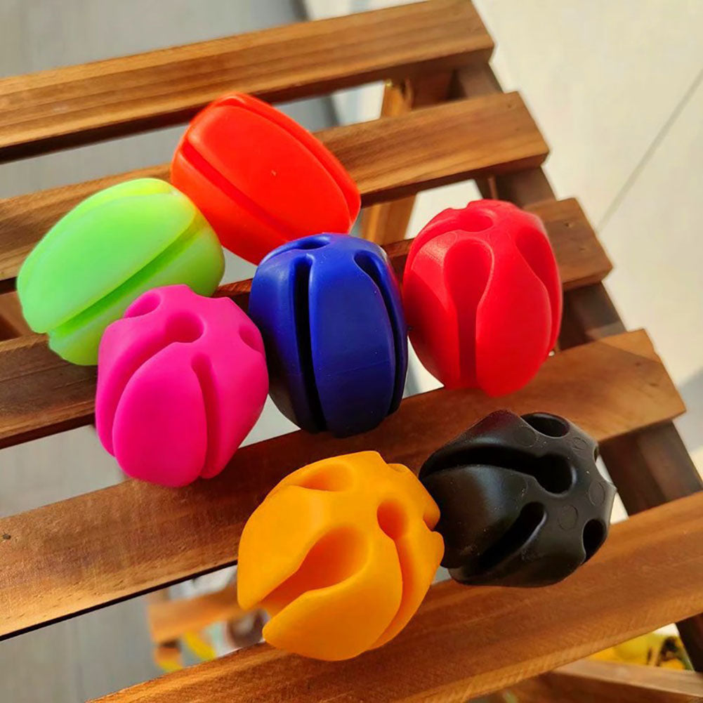 6pcs Silicone Fishing Rod Holder Ball Straps with 5 Holes