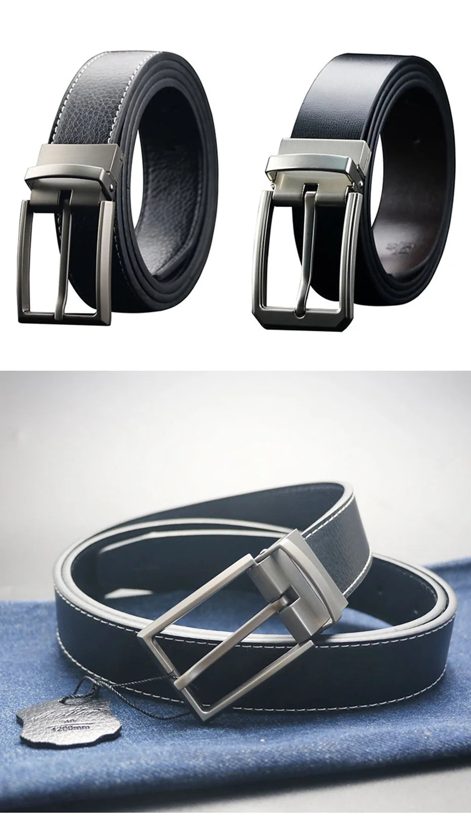 Men’s Reversible Leather Dress Belt