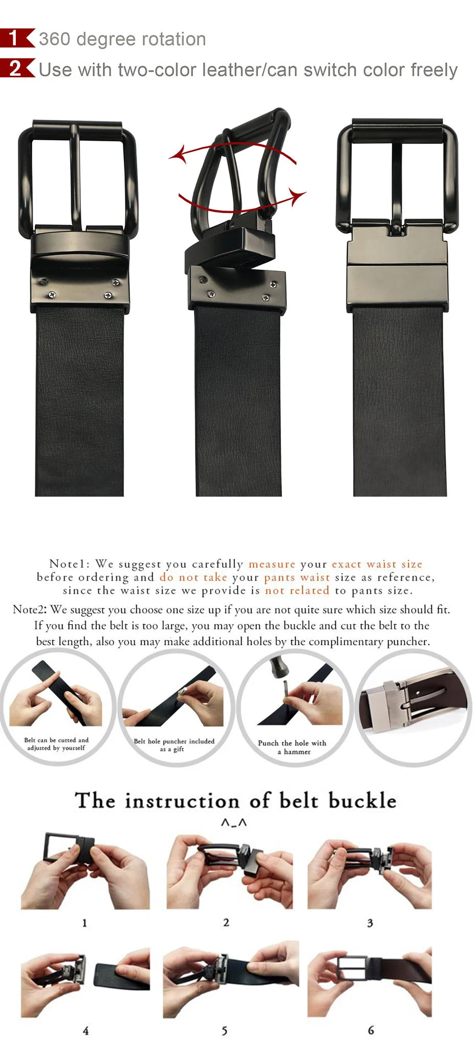 Men’s Reversible Leather Dress Belt