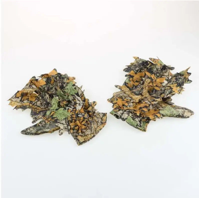 Hunting Ghillie Gloves & 3D Bionic Leafy Camouflage Headwear – Perfect for Jungle Wildlife Photography & Turkey Hunting