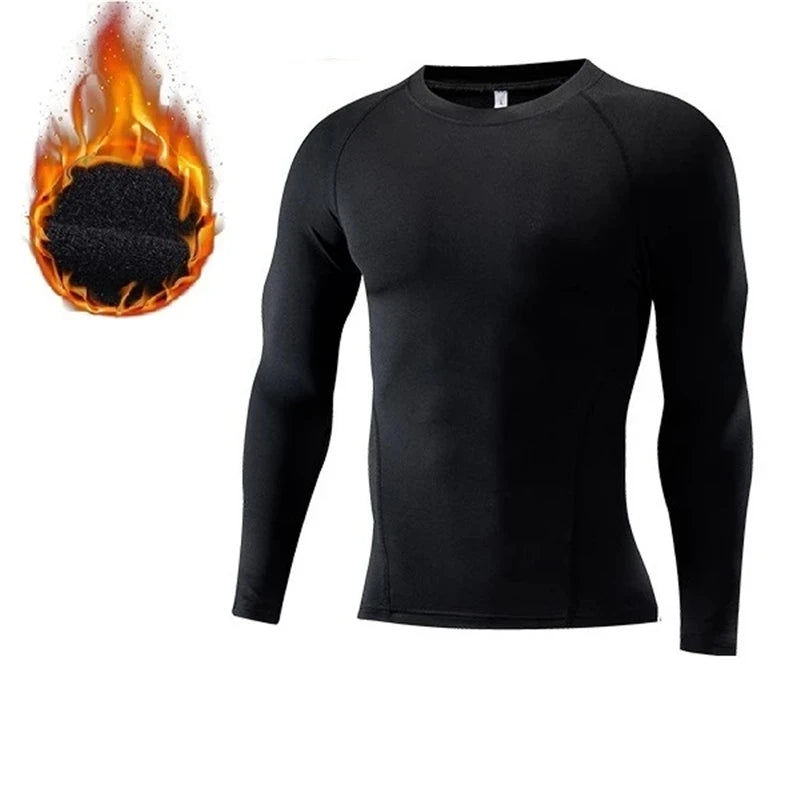 Men Undershirts Thermal Underwear Thin Fleece Elastic Compression Fitness For Winter Sprots Wear