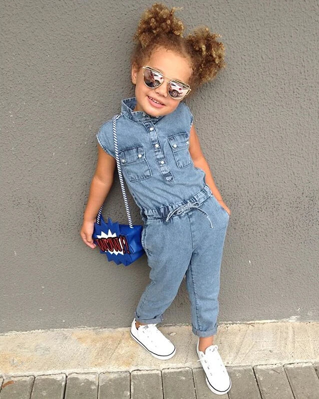 Toddler Girls Denim Sleeveless Romper Jumpsuit