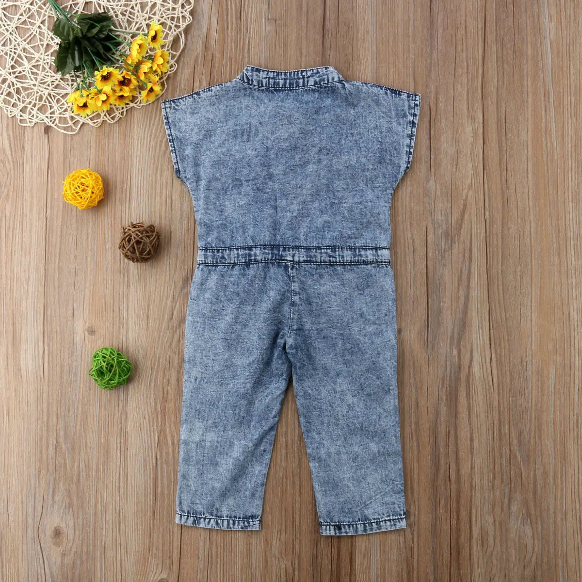 Toddler Girls Denim Sleeveless Romper Jumpsuit