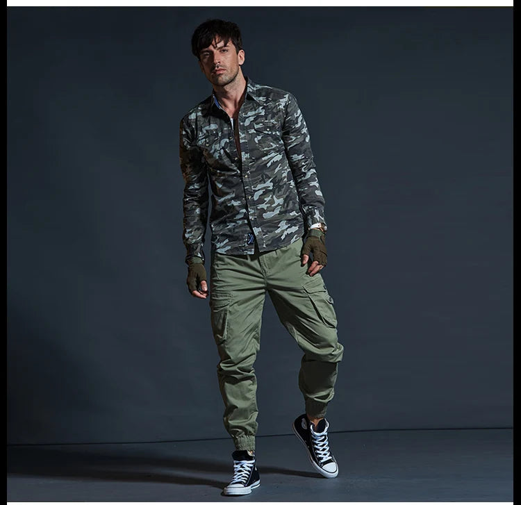 High-Quality Khaki Casual Pants for Men – Tactical Joggers, Camouflage Cargo Pants, and Work Wear Trousers