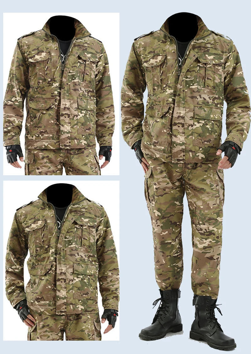 Men's Spring and Summer Outdoor Camouflage Suit – Black Python Pattern Workwear