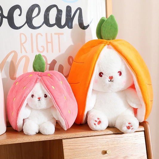 Reversible Bunny Carrot Strawberry Toy with Zipper