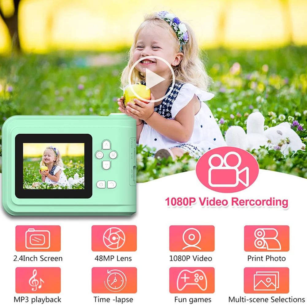 Kids Instant Camera with Print Photo Paper