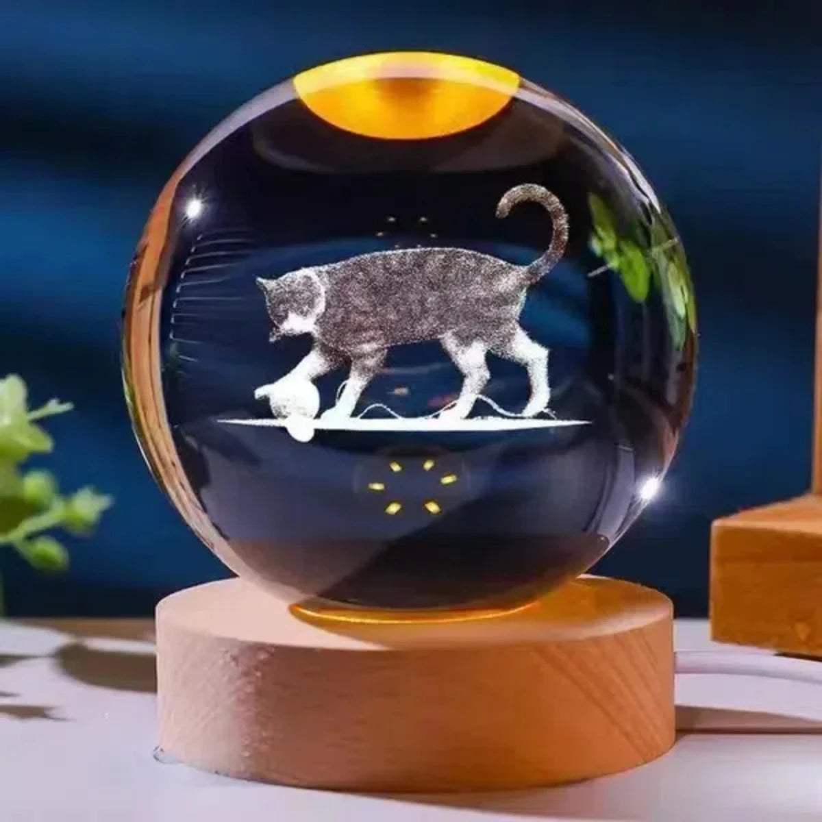 Fortune Cat Crystal Ball Night Light