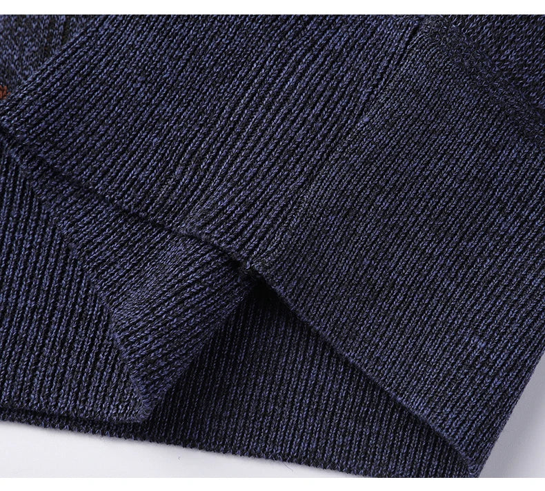 Men’s Solid Color Pullover Sweater with Added Velvet
