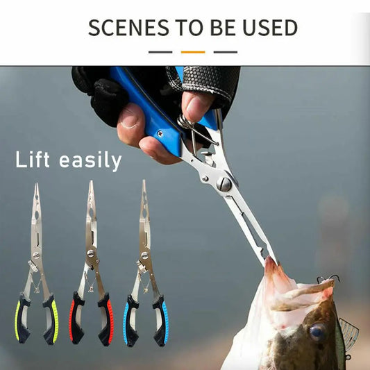 Long Fishing Pliers Scissor Gripper – Stainless Steel Multi-Tool for Fishing Enthusiasts
