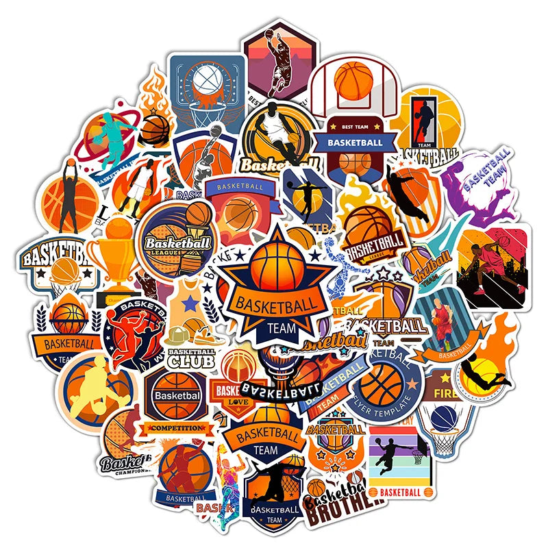 50PCS Trendy Cool Motivational Sport Slam Dunk Cartoon Basketball Stickers