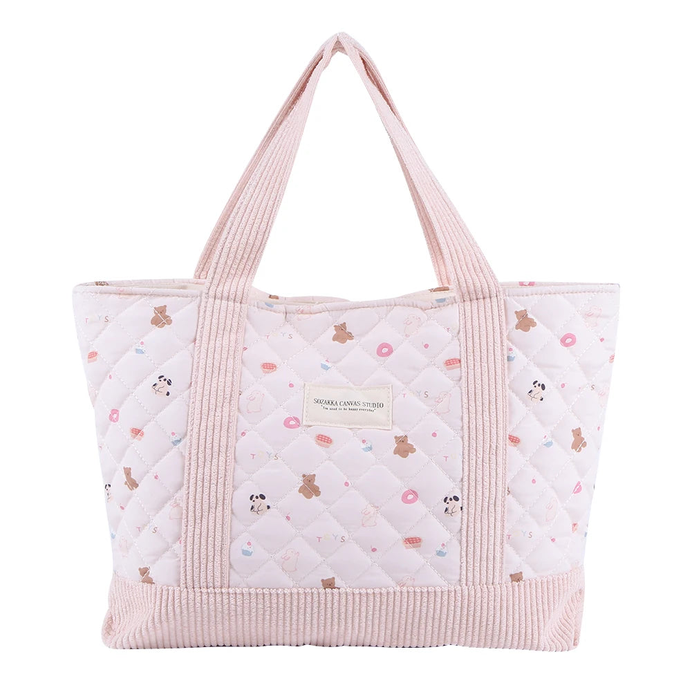 Quilted Floral Tote Bag
