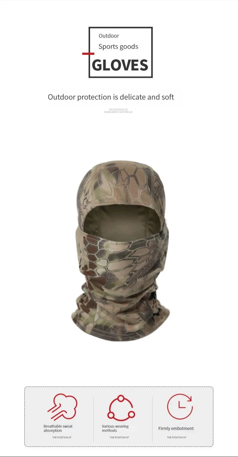Balaclava Camouflage Full Face Mask – Multicam Neck Gaiter for Hunting, Cycling, and Wargames