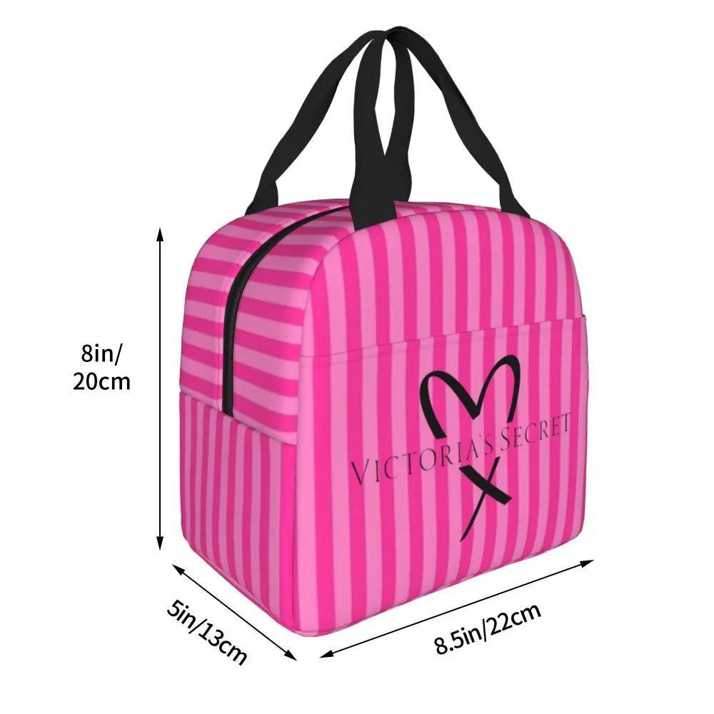 V-Victoria's Secret Stripe Insulated Lunch Bag