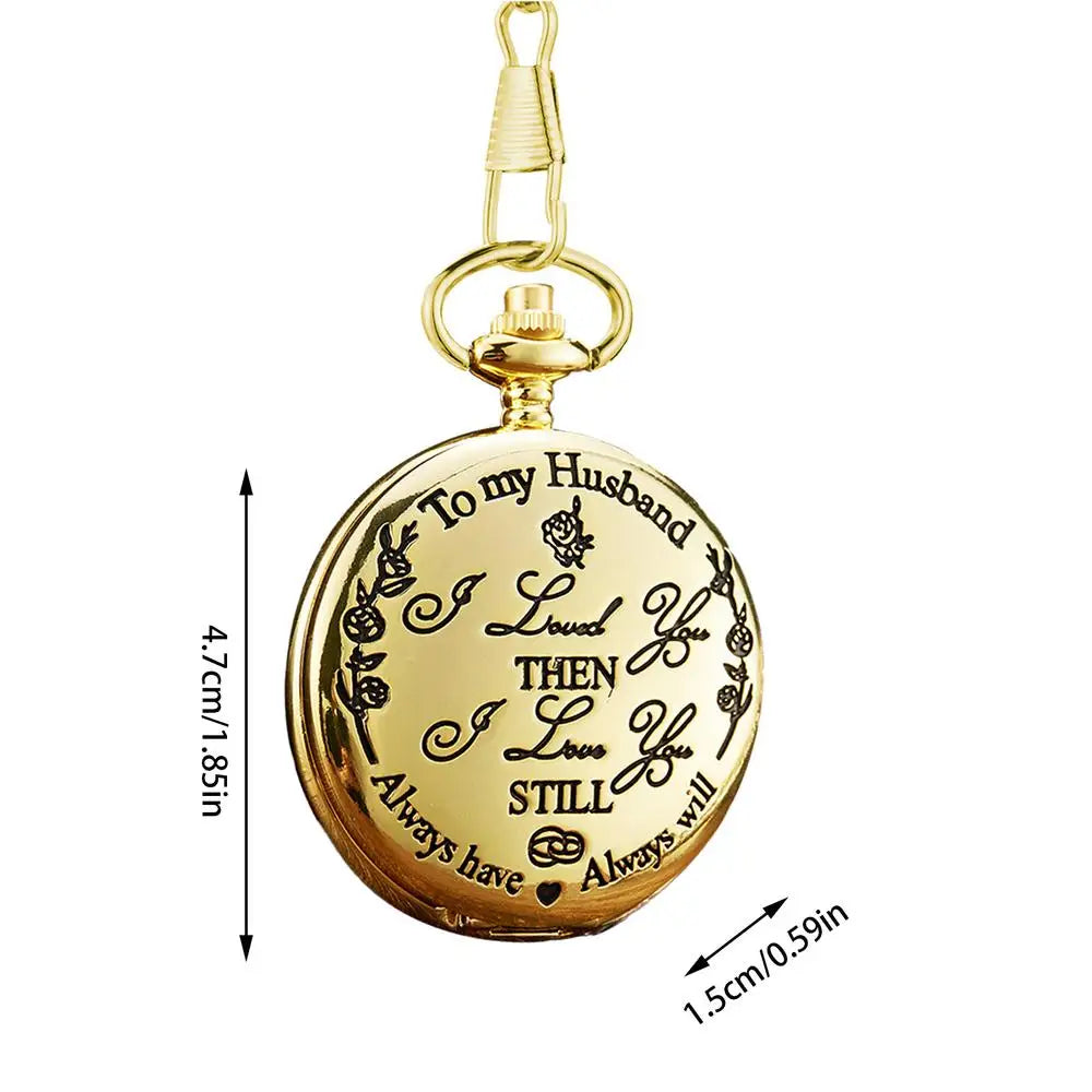 Pocket Watch with Chain Retro Engraving Numeral Watch