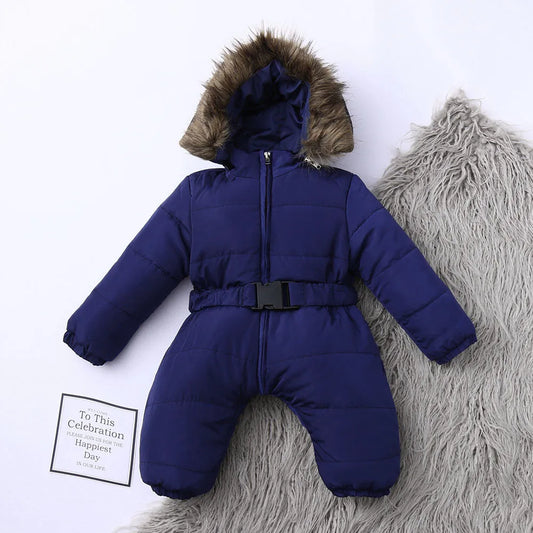 Infant Warm Hooded Coat & Jumpsuit Set