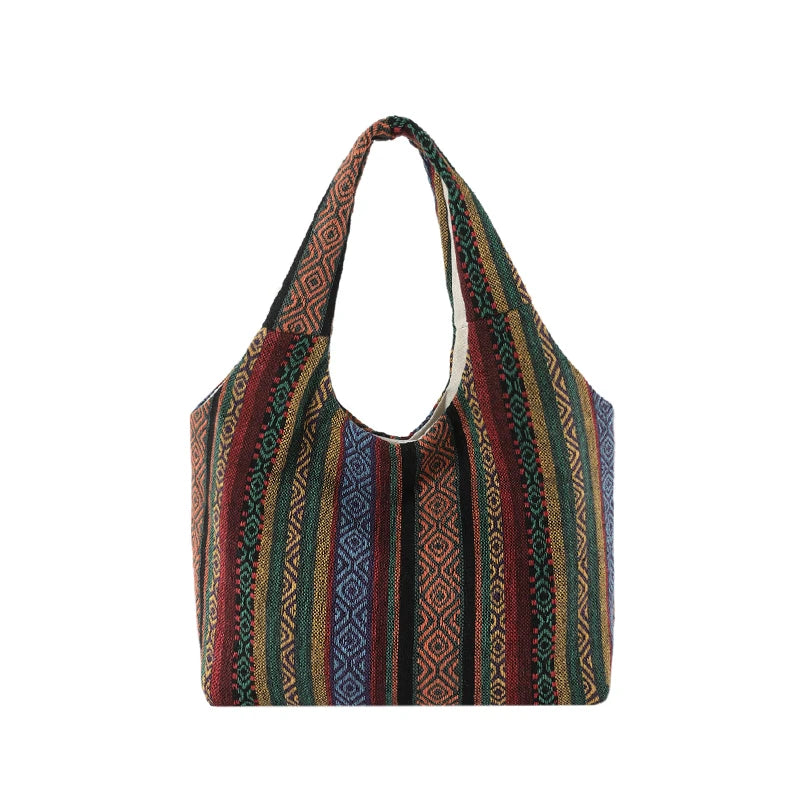 Canvas Striped Boho Handbag