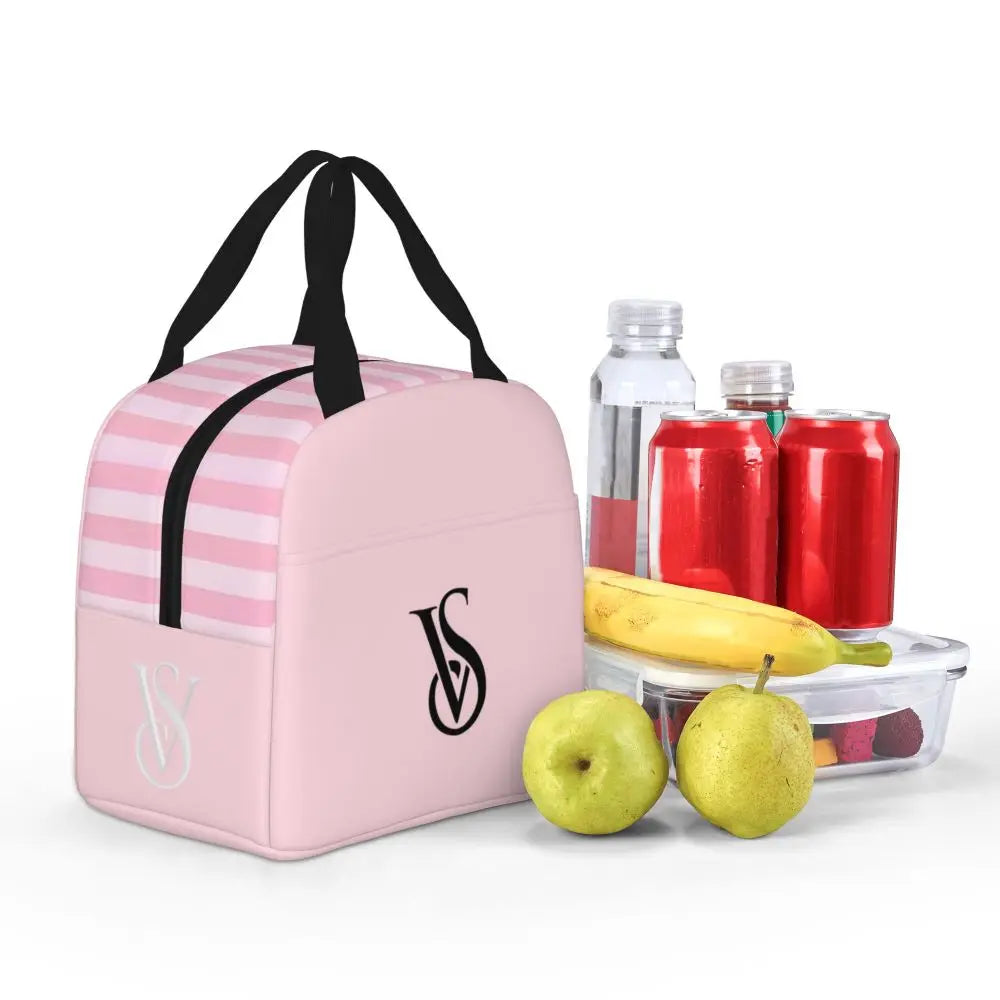 V-Victoria's Secret Stripe Insulated Lunch Bag