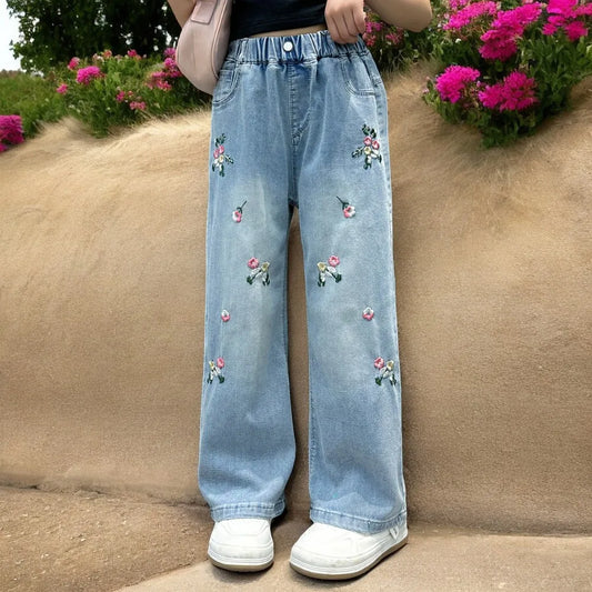 Wide-Leg Denim Trousers