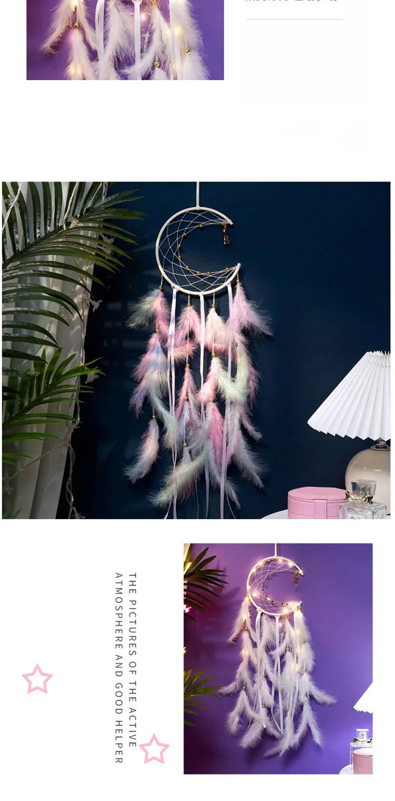 Moon Dream Catcher Feather Wind Chimes