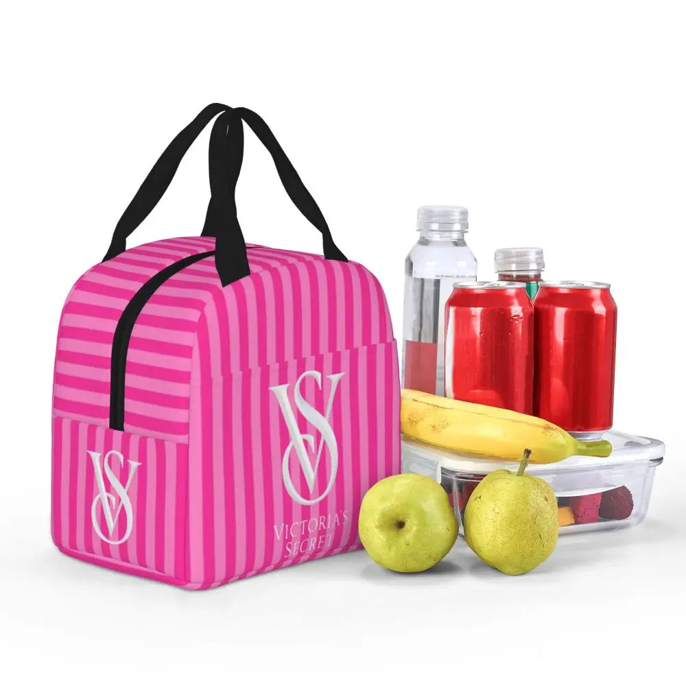 V-Victoria's Secret Stripe Insulated Lunch Bag