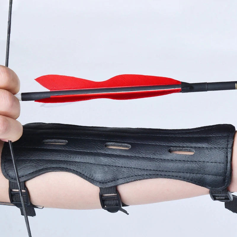 Leather Archery Arm Guard Protector – Adjustable Forearm Protection for Bow & Arrow Hunting and Training